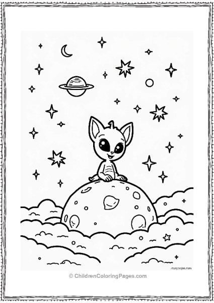 Solar System Friendly Alien On A Moon Free PDF Printable