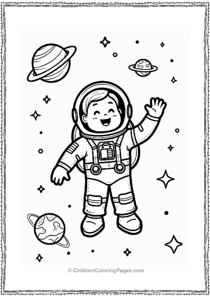 Solar System Happy Astronaut In Space Free PDF Printable