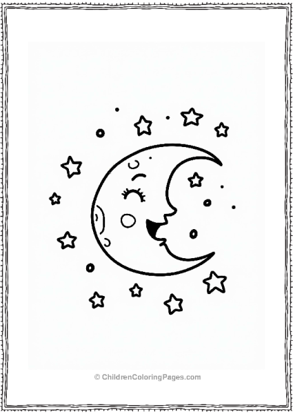 Solar System Joyful Waxing Gibbous Moon In Starry Sky Free PDF Printable