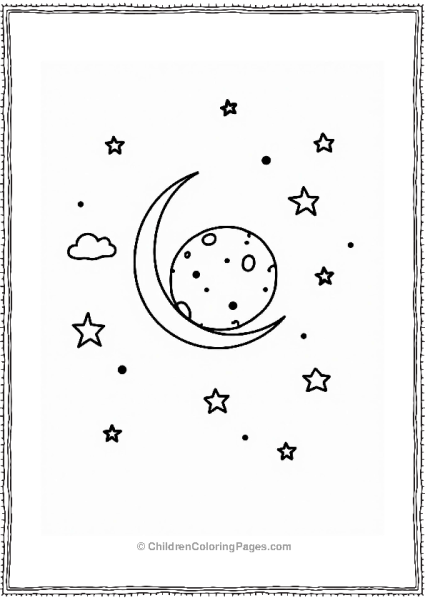 Solar System Last Quarter Moon In A Starry Sky Free PDF Printable