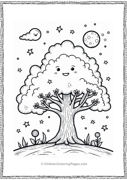 Solar System Magic Tree With Stars Free PDF Printable