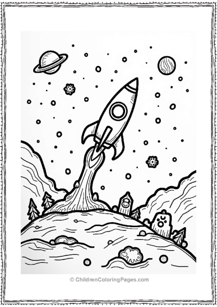 Solar System Rocket Landing On A Colorful Planet Free PDF Printable