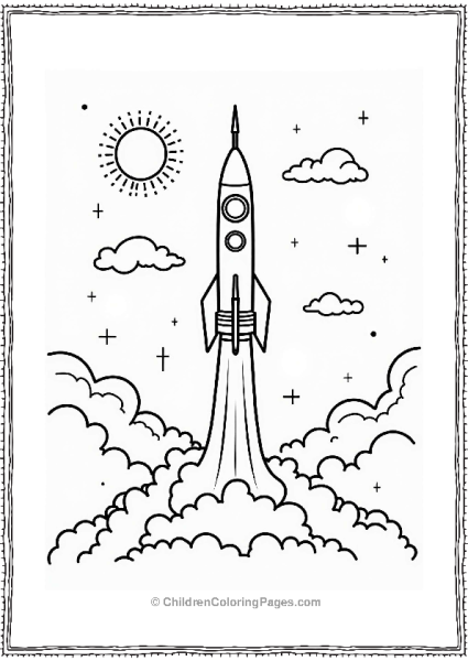 Solar System Rocket Launching Into Space Free PDF Printable