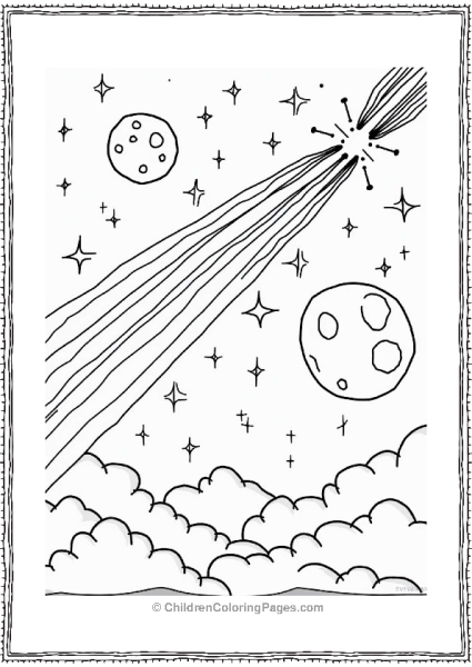 Solar System Shooting Star Trail In The Night Sky Free PDF Printable