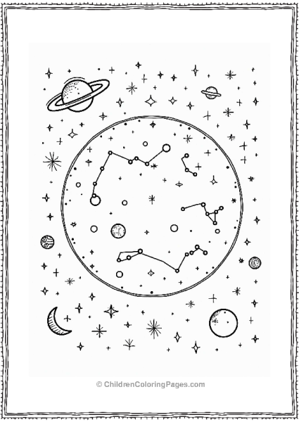 Solar System Star Map Coloring Page Free PDF Printable