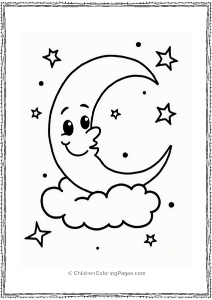 Solar System Whimsical Waxing Crescent Moon With Cloud Free PDF Printable