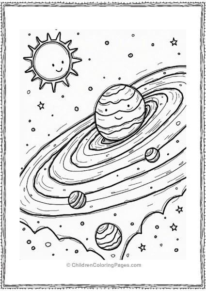 Solar System With Colorful Planets Free PDF Printable