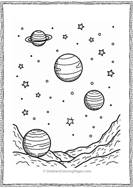 Solar System With Shooting Stars Free PDF Printable