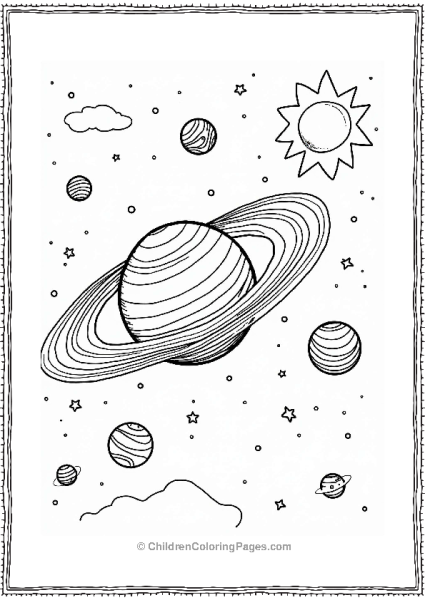 Solar System With Sun And Planets Free PDF Printable