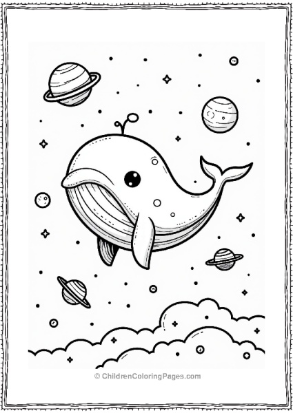 Space Whale In The Solar System Free PDF Printable