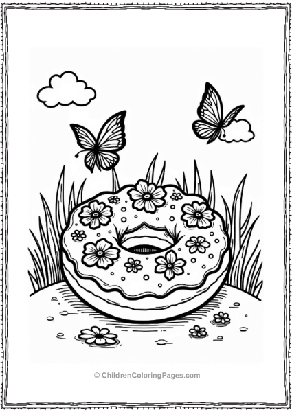 Spring Flower Donut With Butterflies Free PDF Printable