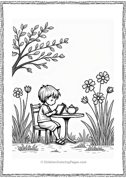 Spring Garden Party With Child Reading Free PDF Printable