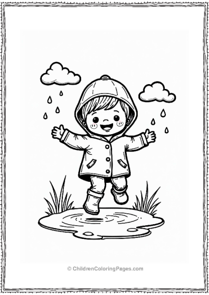 Spring Joy Child Jumping In Puddle Free PDF Printable