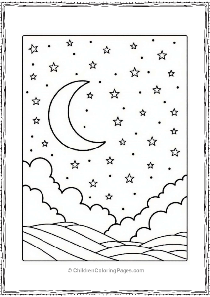 Spring Night Sky With Stars And Moon Free PDF Printable