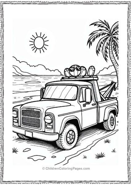 Summer Festival Tow Truck At The Beach Free PDF Printable