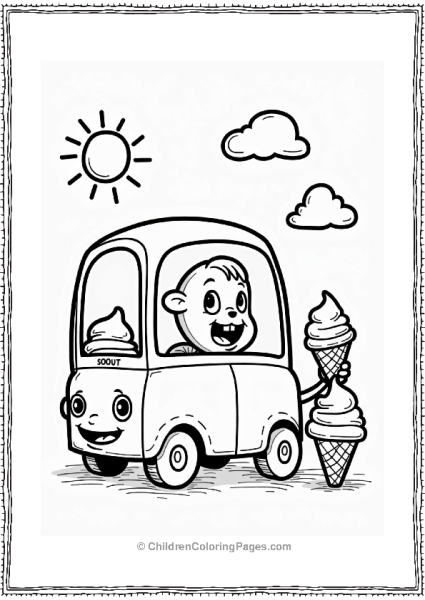 Tayo The Little Bus Enjoying Ice Cream Free PDF Printable