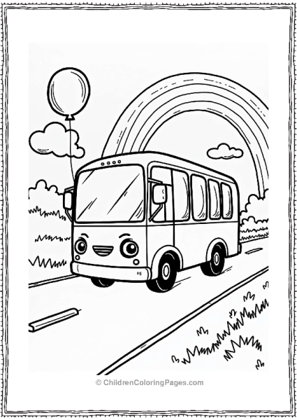 Tayo The Little Bus Racing With Balloons And Rainbow Free PDF Printable