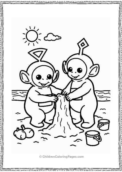 Teletubbies Dipsy And Tinky Winky Building A Sandcastle Free PDF Printable