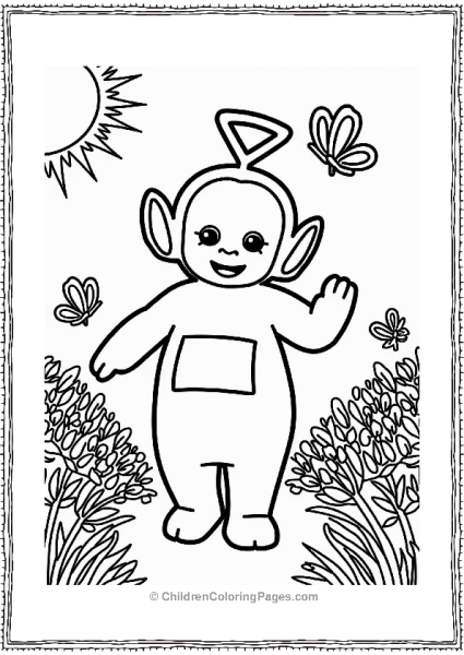 Teletubbies Dipsy Dancing Among Flowers Free PDF Printable