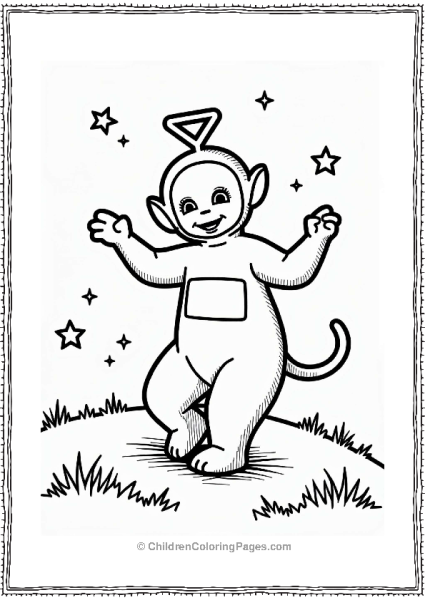 Teletubbies Dipsy Dancing On A Grassy Hill Free PDF Printable