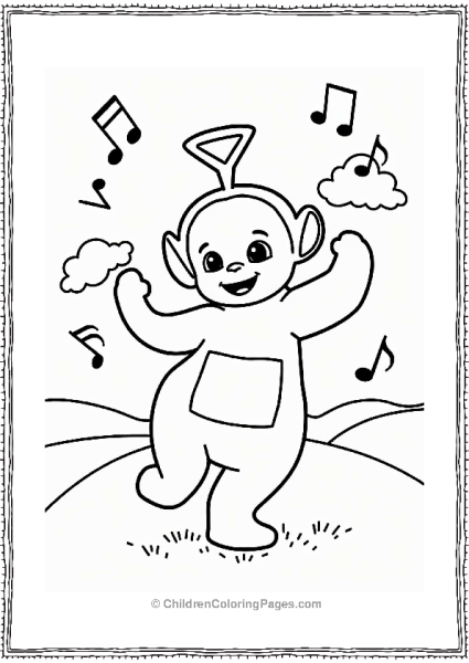 Teletubbies Dipsy Dancing With Musical Notes Free PDF Printable