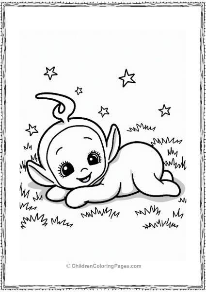 Teletubbies Dipsy Relaxing Under Twinkling Stars Free PDF Printable