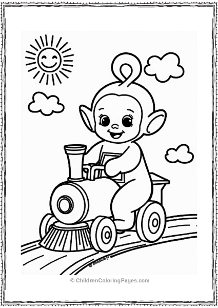 Teletubbies Dipsy Riding A Toy Train Free PDF Printable