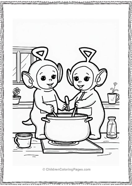 Teletubbies Laa Laa And Po Cooking Together Free PDF Printable