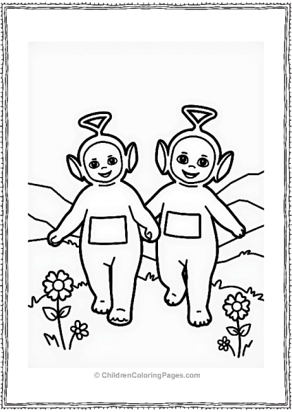 Teletubbies Laa Laa And Tinky Winky Holding Hands Free PDF Printable