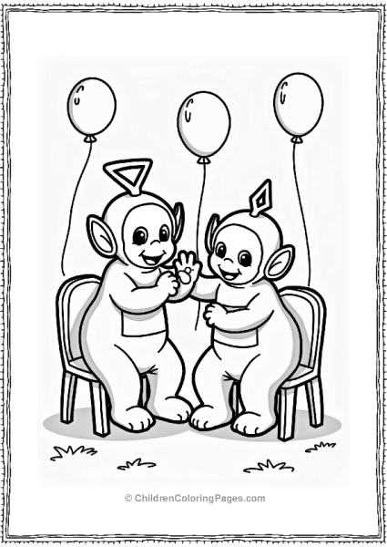 Teletubbies Laa Laa And Tinky Winky Playing Musical Chairs Free PDF Printable