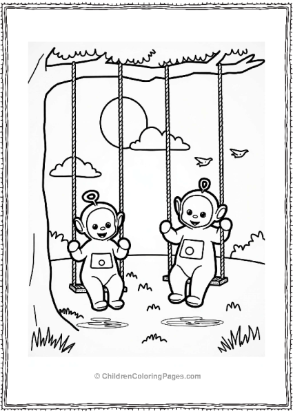 Teletubbies Laa Laa And Tinky Winky Swinging Free PDF Printable