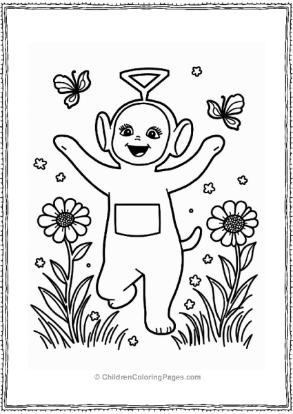 Teletubbies Laa Laa Dancing With Flowers Free PDF Printable