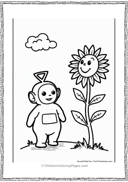 Teletubbies Laa Laa With A Happy Sunflower Free PDF Printable