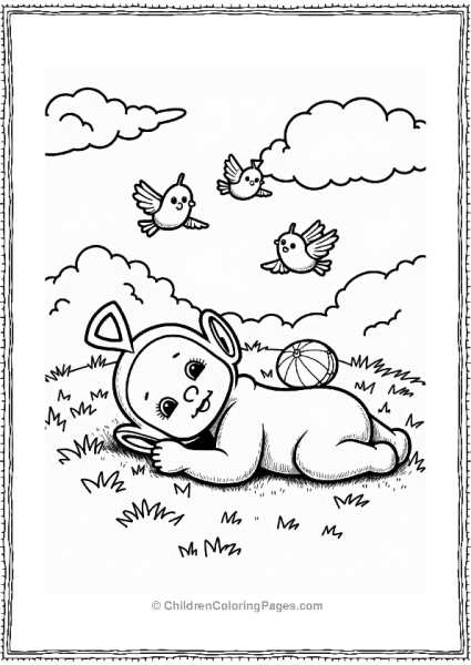 Teletubbies Laa Laa S Joyful Moment On The Grass Free PDF Printable