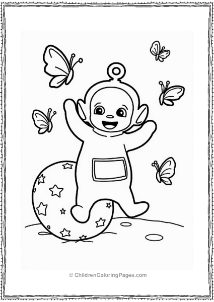 Teletubbies Po Bouncing A Ball With Butterflies Free PDF Printable