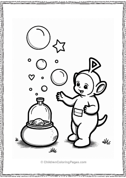 Teletubbies Po Playing With A Bubble Machine Free PDF Printable