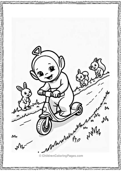 Teletubbies Po Racing On Her Scooter Free PDF Printable