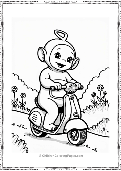 Teletubbies Po Riding Her Scooter Down A Hill Free PDF Printable