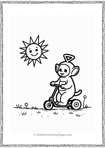 Teletubbies Po Riding Scooter Under Sunny Sky Free PDF Printable