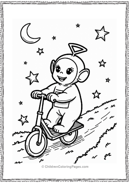 Teletubbies Po The Teletubby Riding Her Scooter At Night Free PDF Printable