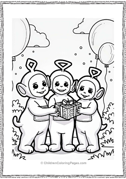 Teletubbies Teletubbies Celebrate With Gifts And Balloons Free PDF Printable