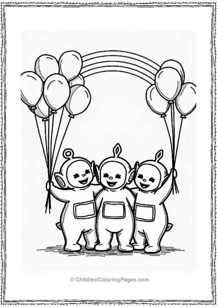 Teletubbies Teletubbies Celebrating Friendship With Balloons Free PDF Printable