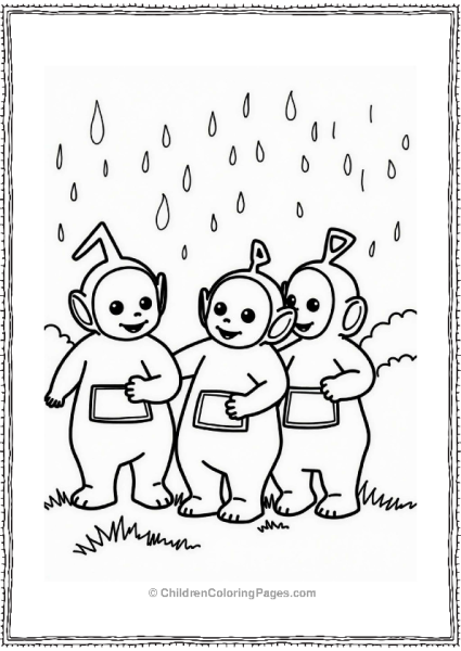 Teletubbies Teletubbies Enjoying Raindrops Free PDF Printable