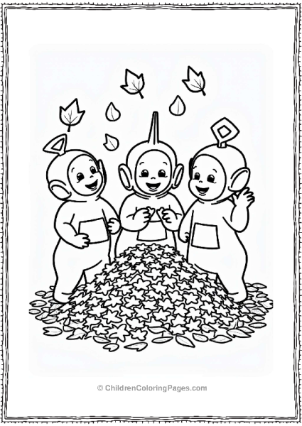 Teletubbies Teletubbies Playing In Autumn Leaves Free PDF Printable