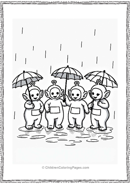 Teletubbies Teletubbies Playing In The Rain Free PDF Printable