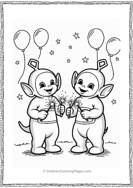 Teletubbies Teletubbies Tinky Winky And Laa Laa With Sparklers Free PDF Printable