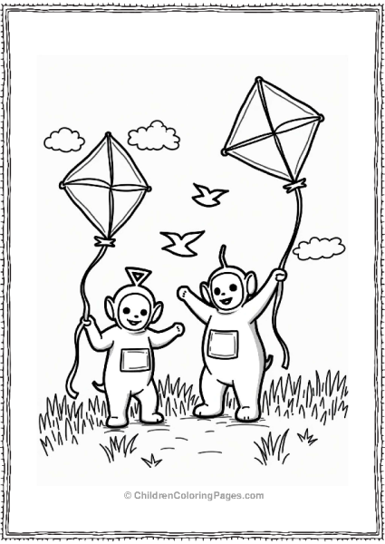 Teletubbies Tinky Winky And Po Flying Kites Free PDF Printable