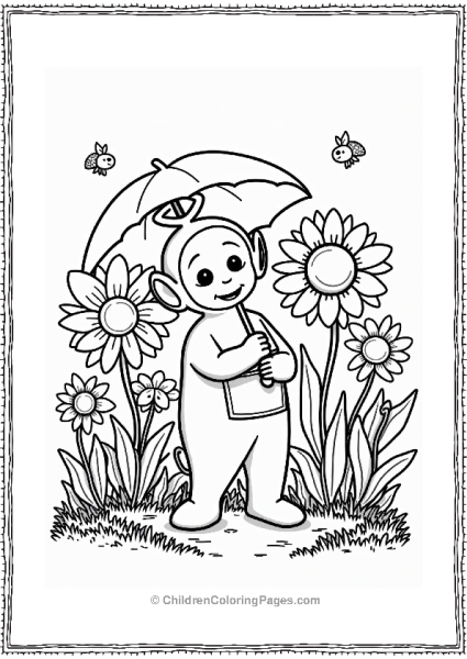 Teletubbies Tinky Winky In A Flower Garden Free PDF Printable