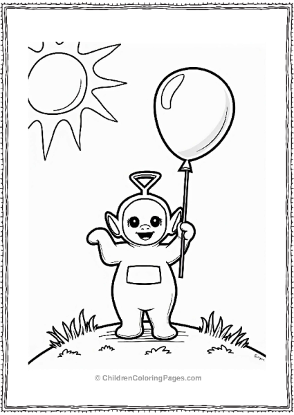 Teletubbies Tinky Winky With A Balloon On A Sunny Hill Free PDF Printable