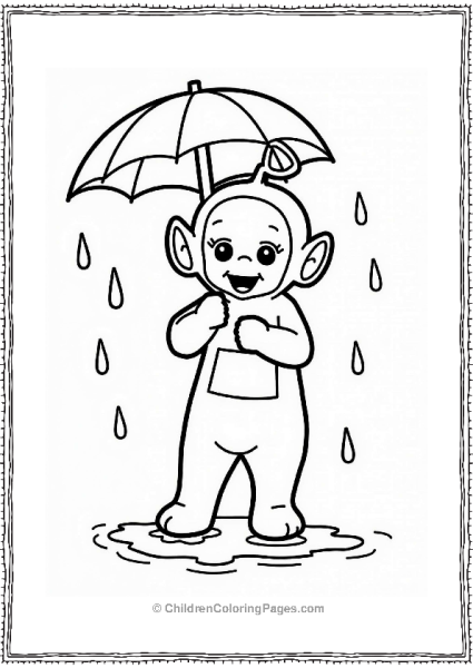 Teletubbies Tinky Winky With An Umbrella Free PDF Printable